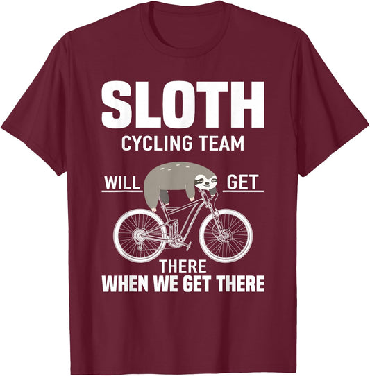 Sloth Cycling Team MTB Cycling T-Shirt - T-Shirt | Maroon