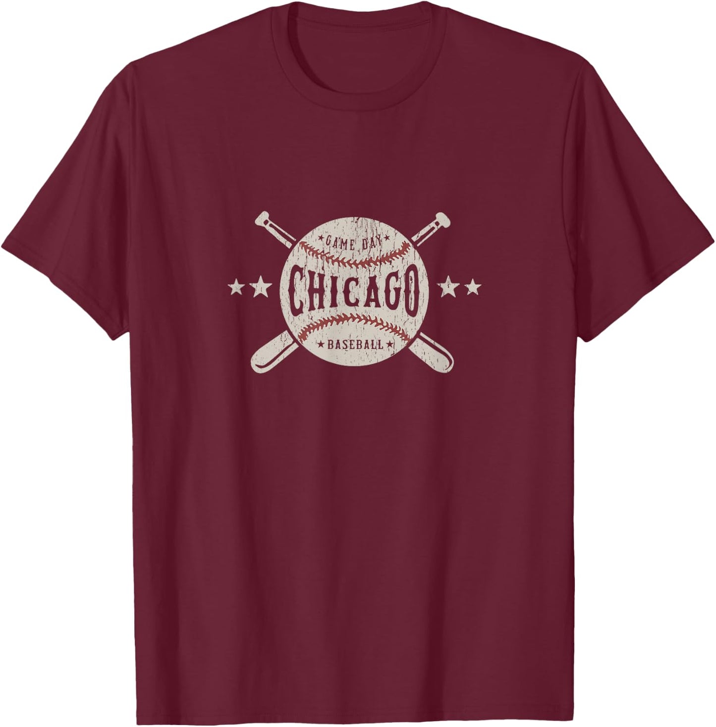 Chicago Illinois IL Vintage Baseball T-Shirt - T-Shirt | Maroon