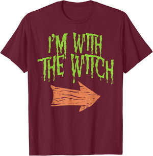 Im With The Witch Funny Husband Halloween Costume Couple Men T-Shirt - T-Shirt | Maroon