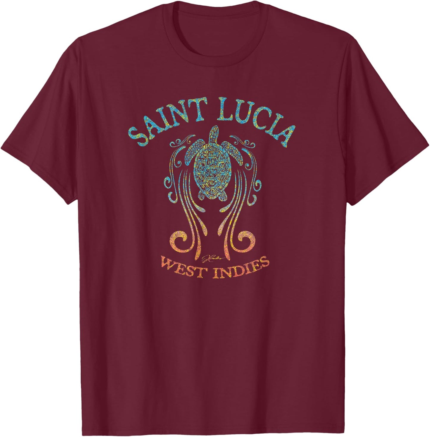 JCombs: Saint Lucia, Sea Turtle in the Slipstream T-Shirt - T-Shirt | Maroon
