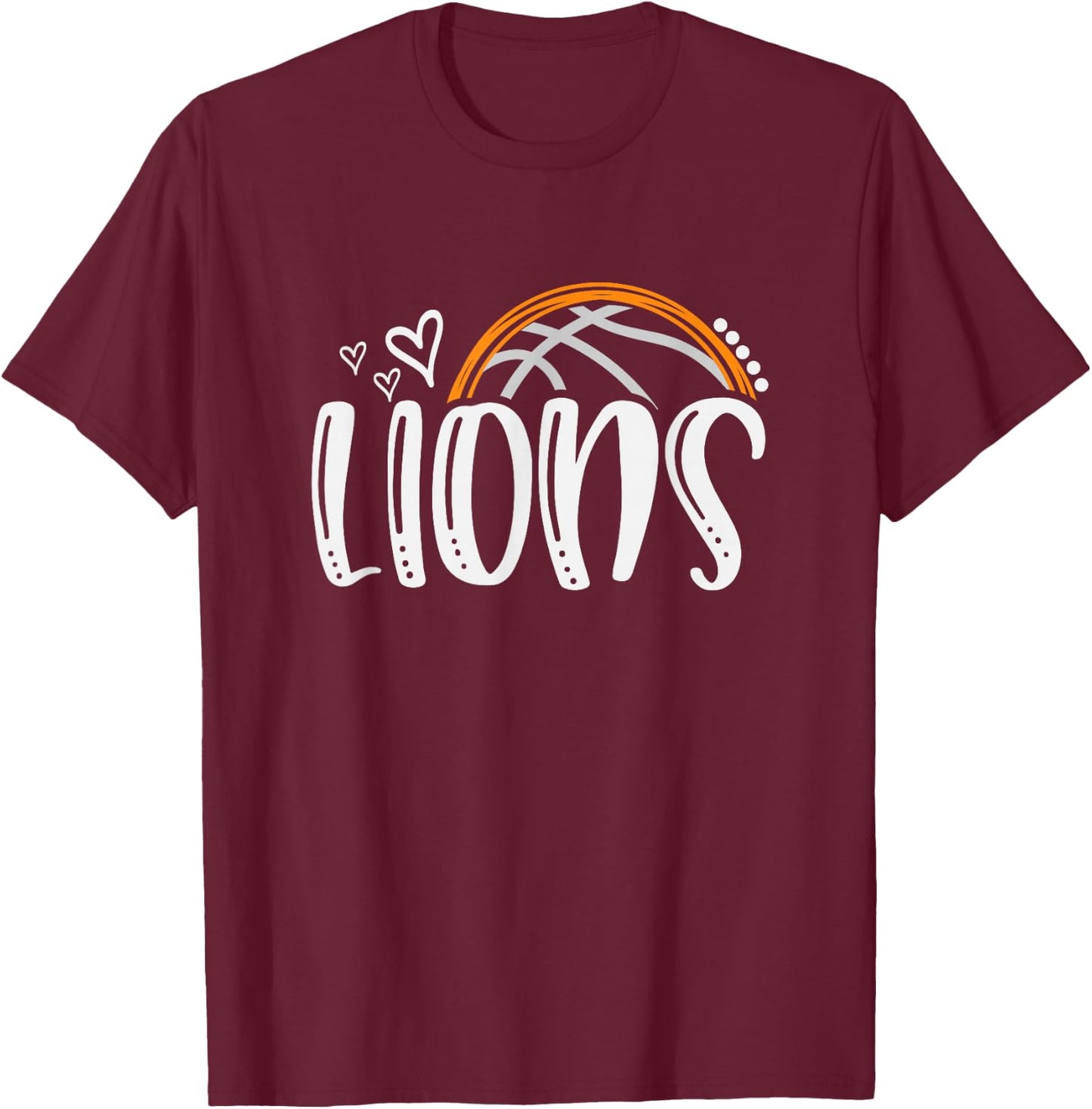 Basketball Lions School Sports Fan Team Spirit T-Shirt - T-Shirt | Maroon
