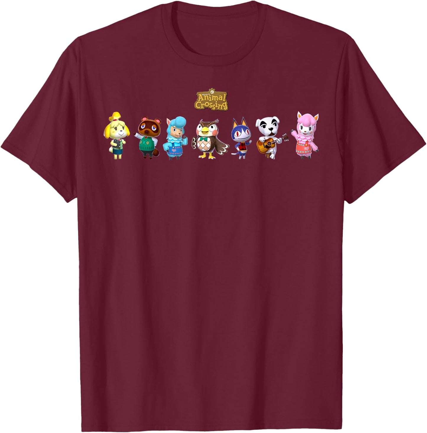Animal Crossing Character Lineup Small T-Shirt - T-Shirt | Maroon