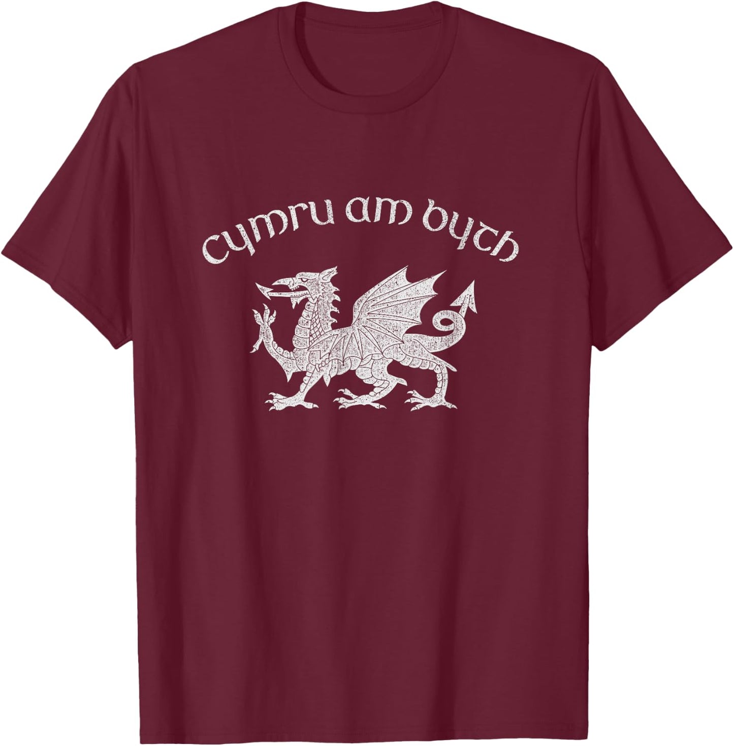 Wales, Red Welsh Dragon, Cymru Am Byth - Welsh Pride T-Shirt - T-Shirt | Maroon