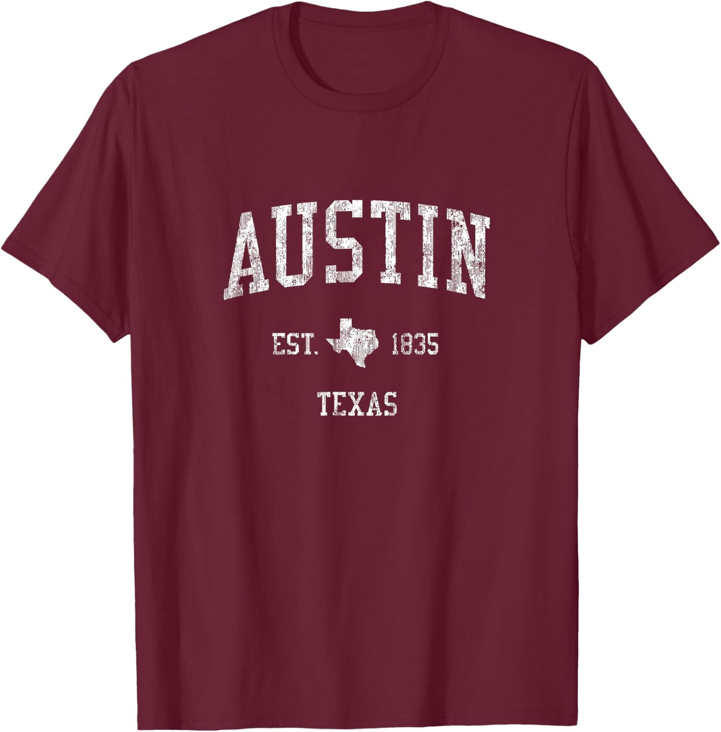 Austin Texas TX Vintage Sports Design T-Shirt - T-Shirt | Maroon
