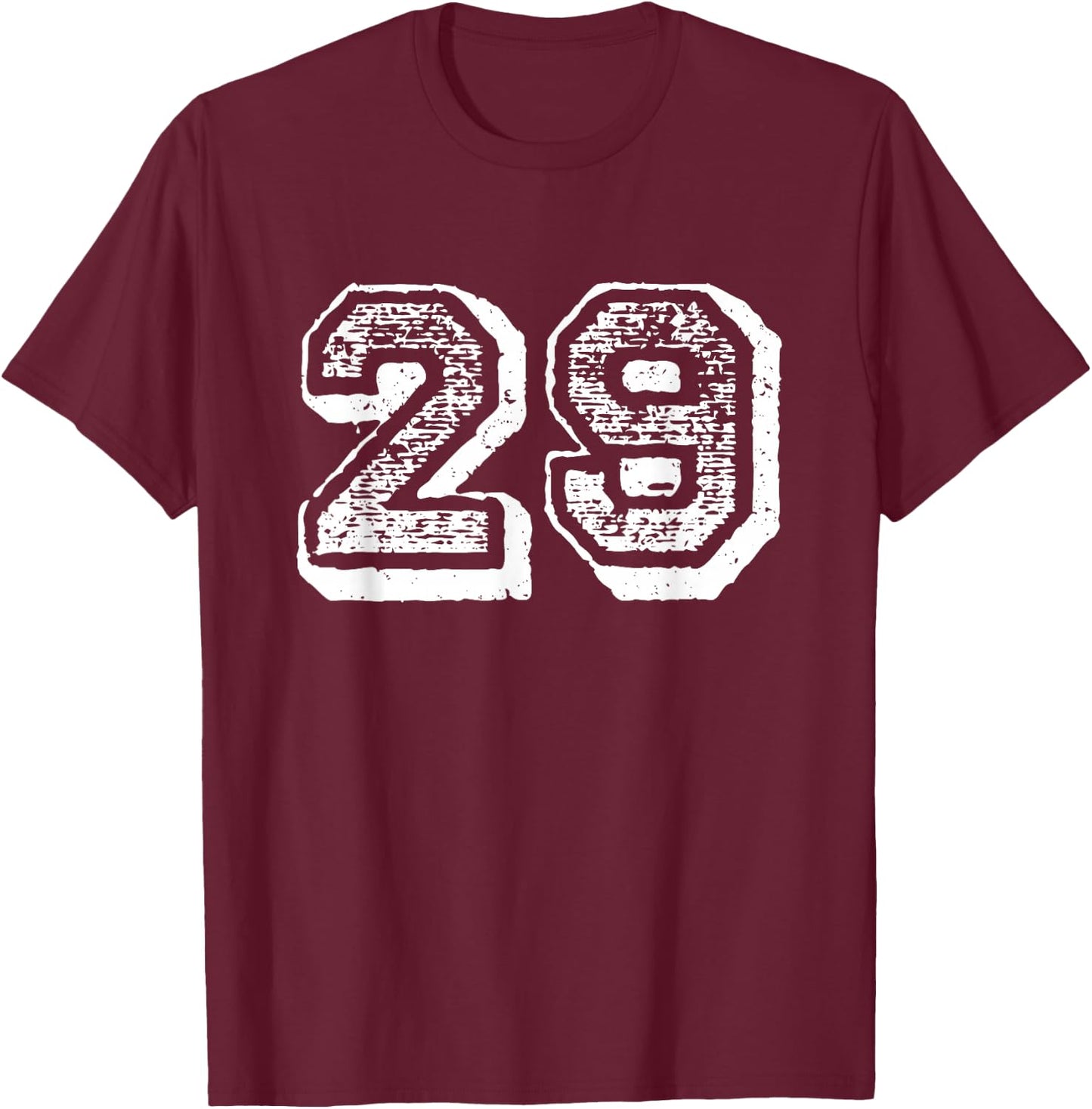 Number 29 Sports Jersey Player #29 Fan Front Print Vintage T-Shirt - T-Shirt | Maroon