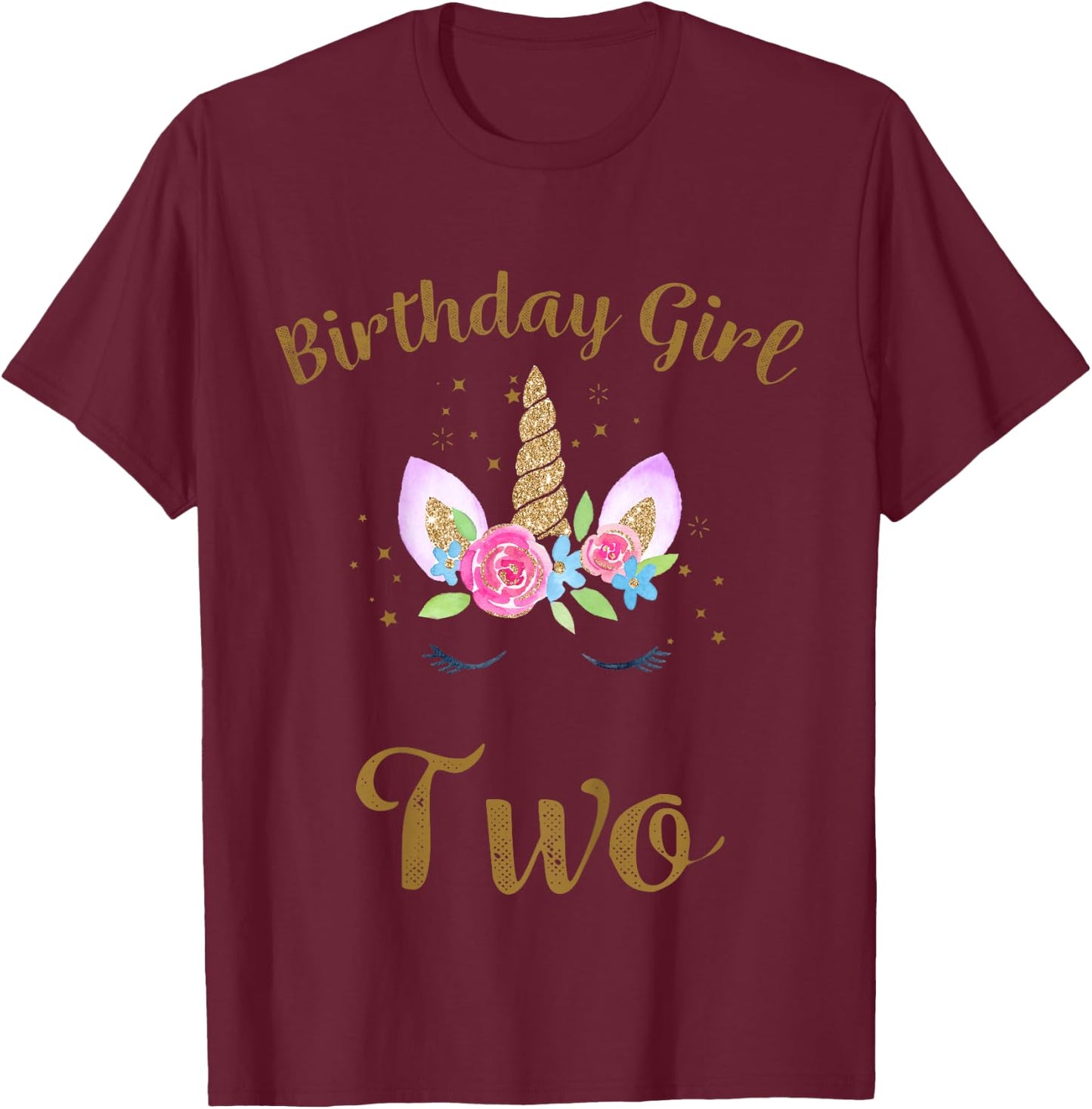 Kids 2nd Birthday Girl Unicorn Shirt Second Birthday Outfit T-Shirt - T-Shirt | Maroon