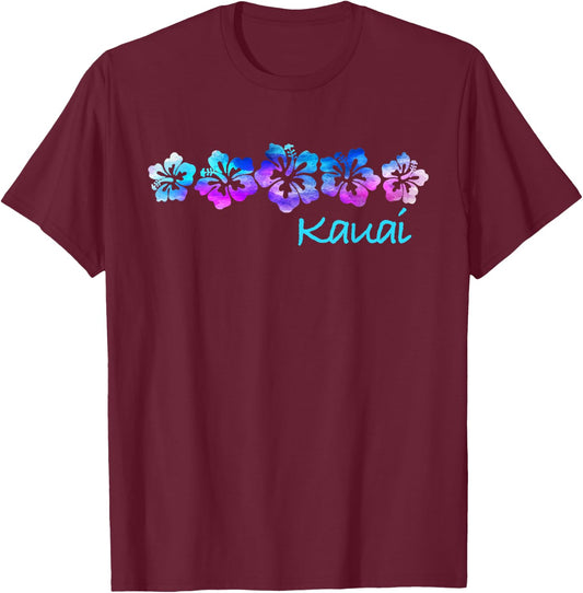 Kauai Vintage : Hibiscus Flower T-Shirt - T-Shirt | Maroon