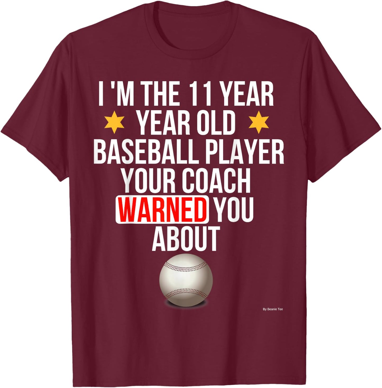 Baseball 11th Birthday T Shirt 11 Year Old Birthday T-Shirt - T-Shirt | Maroon