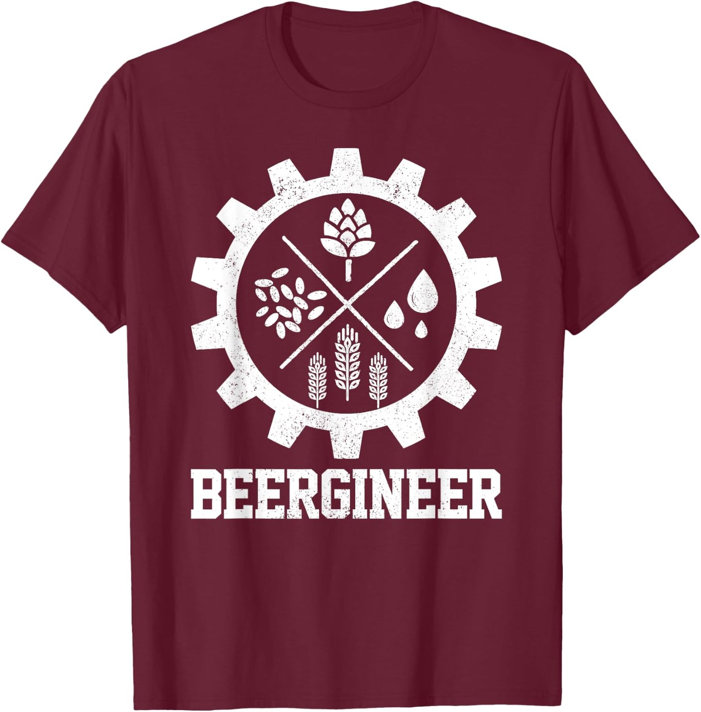 Beergineer Homebrew Home Brewing Craft Beer Brewer Gift T-Shirt - T-Shirt | Maroon