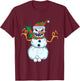 Evil Snowman Creepy Clip Art Christmas Horror Snowman Design T-Shirt - T-Shirt | Maroon
