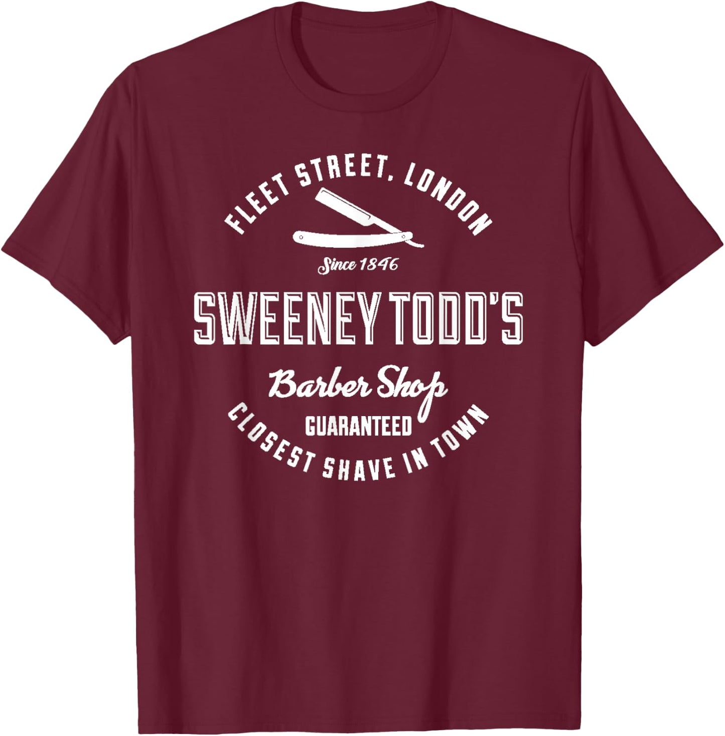 Sweeney Todd's Barber Shop T-Shirt - T-Shirt | Maroon