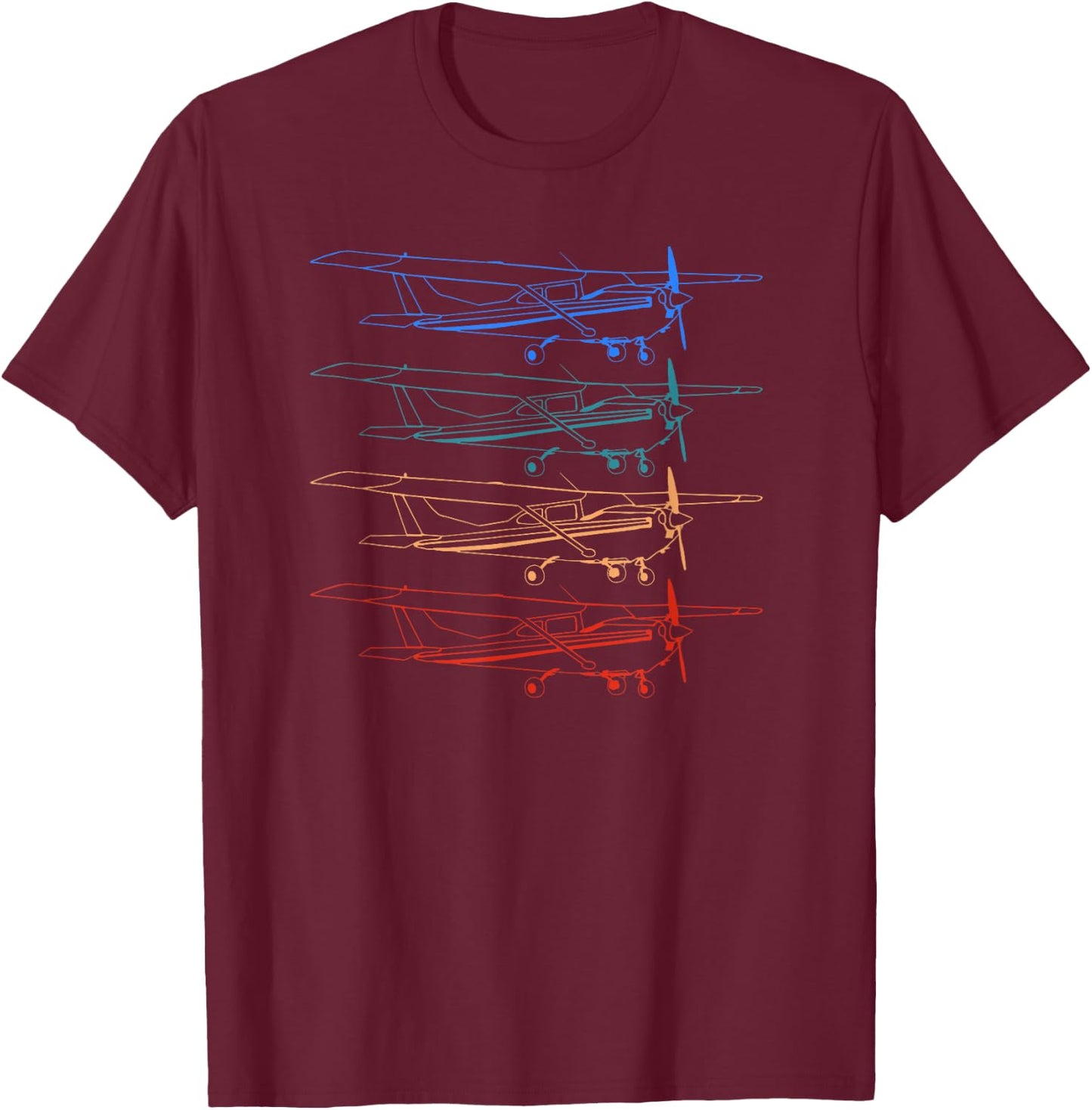 Retro Pilot C172 Airplane Flying Gift T-Shirt - T-Shirt | Maroon