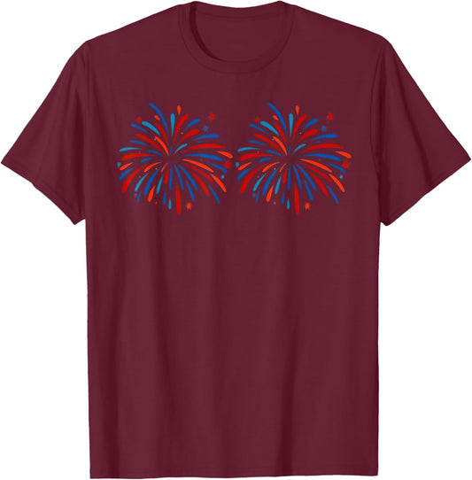 Just Here for The Fireworks Funny Shirt for Couple Men Women T-Shirt - T-Shirt | Maroon