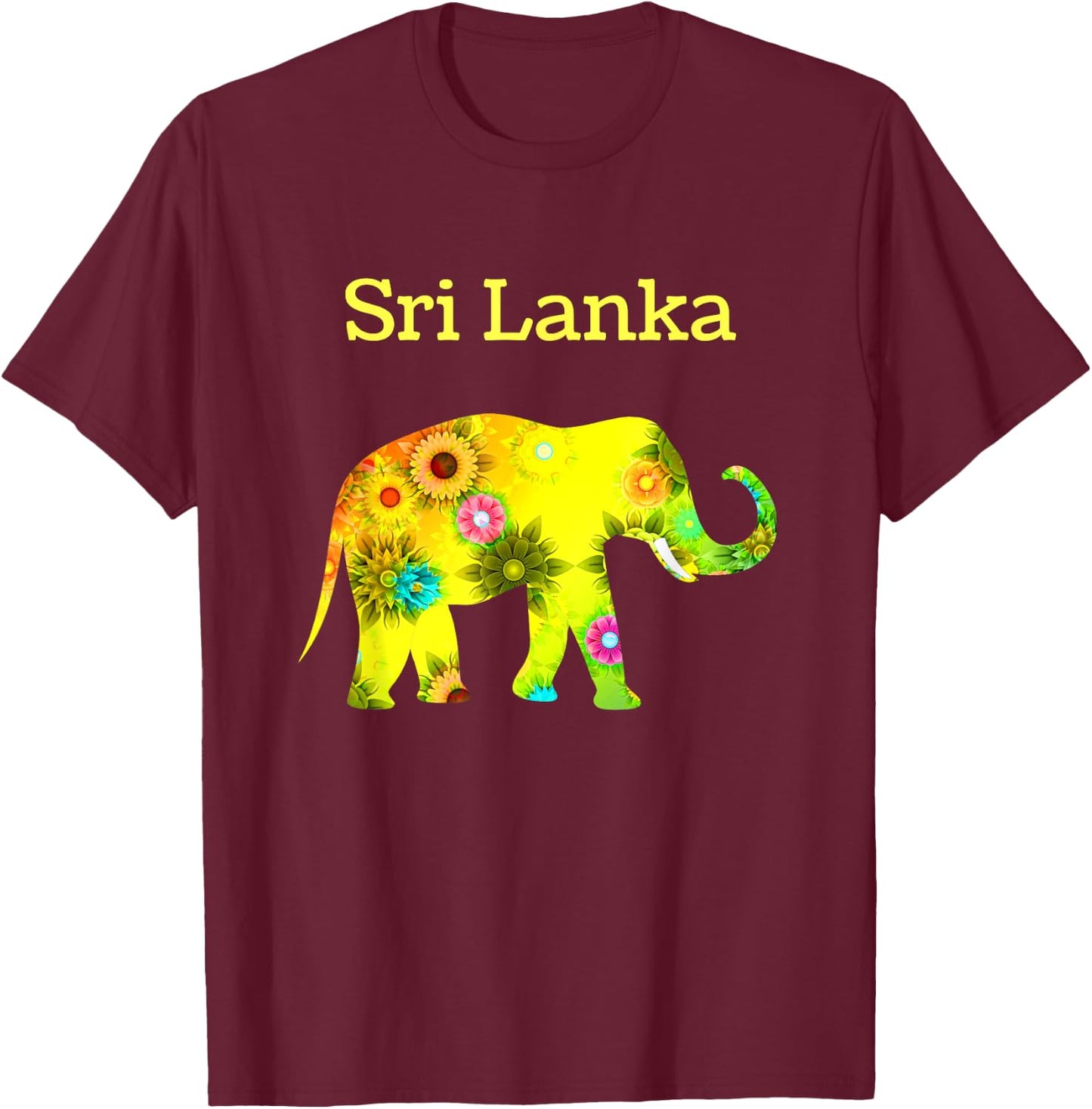 Sri Lanka Elephant T-Shirt - T-Shirt | Maroon