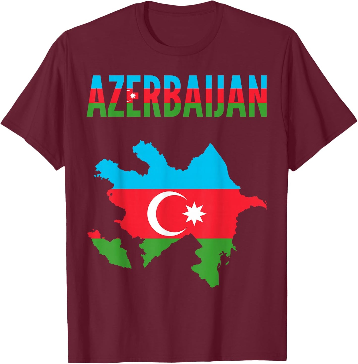 Azerbaijani - Azerbaijan Country Map Flag T-Shirt - T-Shirt | Maroon