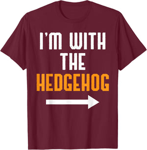 I'm With The Hedgehog Costume Funny Halloween Couple T-Shirt - T-Shirt | Maroon