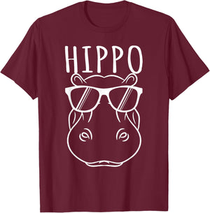 Hippopotamus Design - Cool And Awesome Hippo In Sunglass T-Shirt - T-Shirt | Maroon