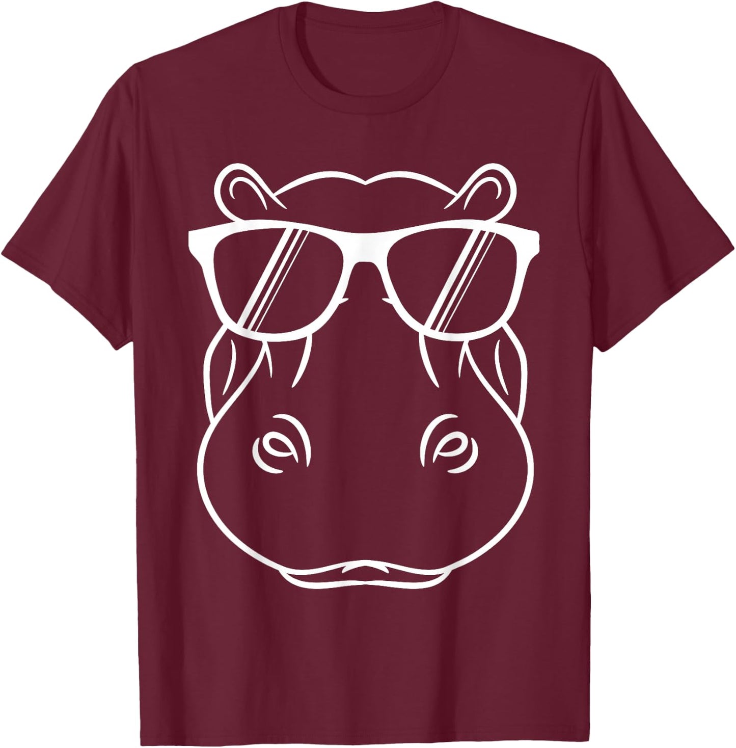 Cool Hippo Design - Cute Hippopotamus W/ Sunglass T-Shirt - T-Shirt | Maroon