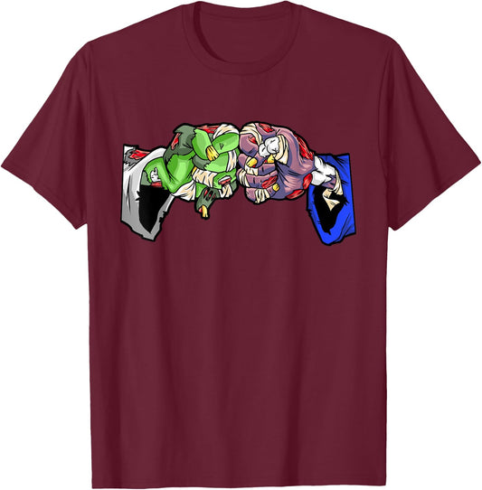Jiu Jitsu Gift MMA Zombie Fist Bump Roll Halloween BJJ T-Shirt - T-Shirt | Maroon