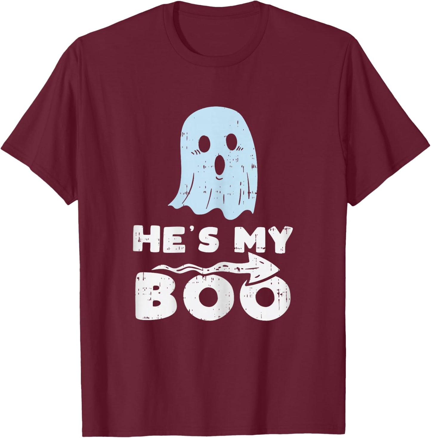 Hes My Boo Cute Matching Couple Halloween Costume Girlfriend T-Shirt - T-Shirt | Maroon