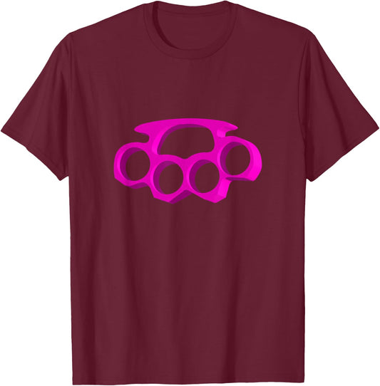 Pink Brass Knuckles Pretty And Hard Core T-Shirt - T-Shirt | Maroon