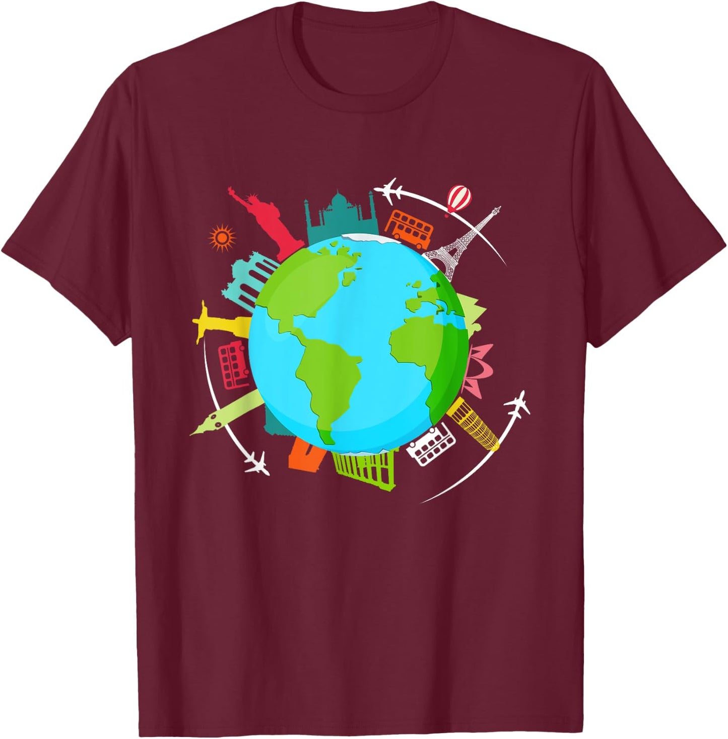 World Traveler shirt Gifts for International World Travelers T-Shirt - T-Shirt | Maroon