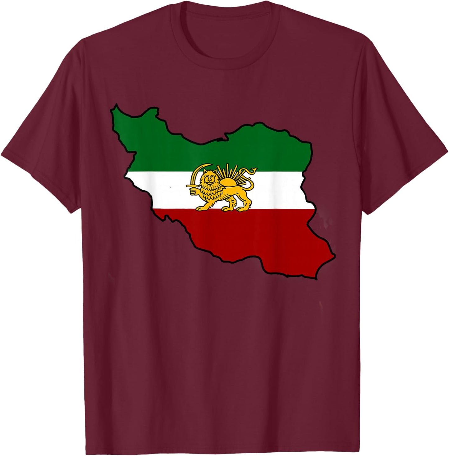 Iran Flag with Lion T-Shirt - T-Shirt | Maroon