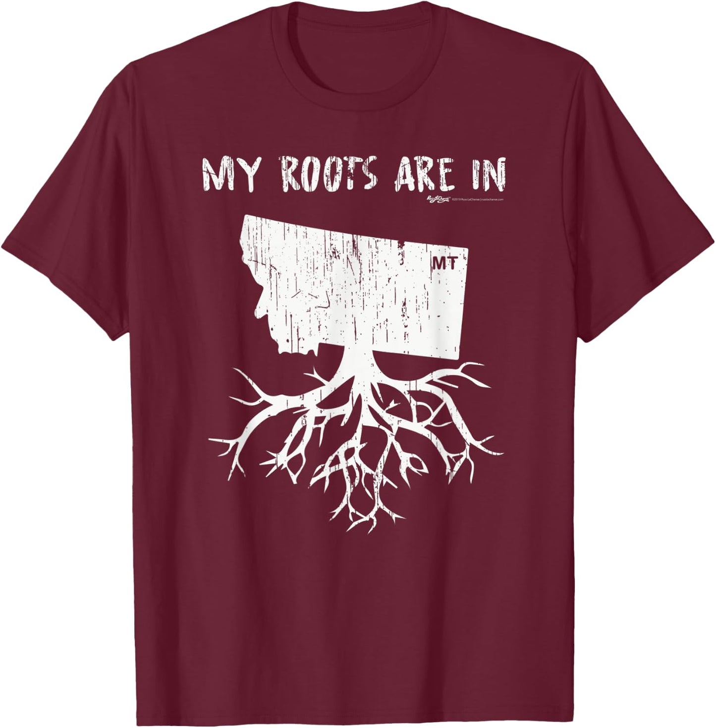 Vintage My Roots Are In Montana State T-Shirt - T-Shirt | Maroon