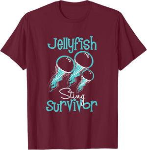 Jelly Fish Sting Survivor T Shirt T-Shirt - T-Shirt | Maroon