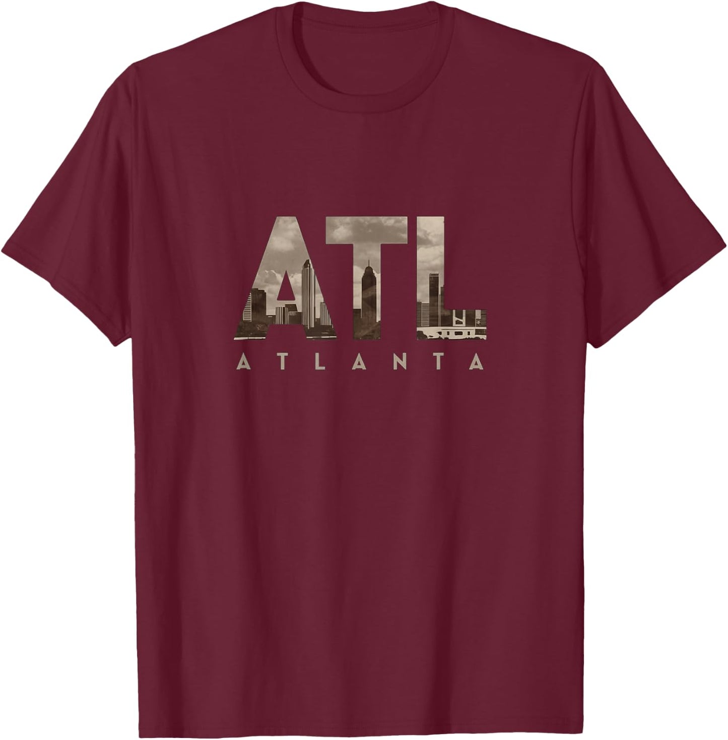 Stunning Atlanta ATL City Skyline T-Shirt - T-Shirt | Maroon