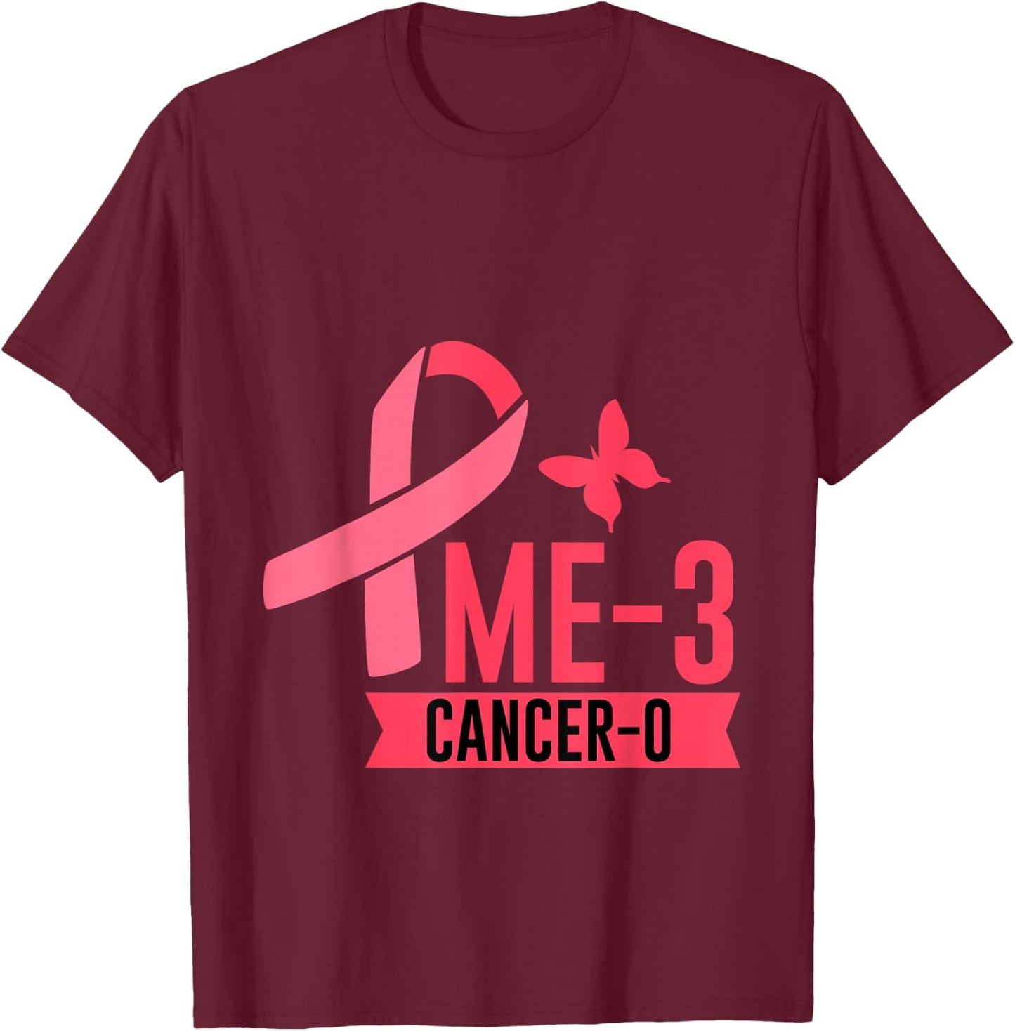 Me 3 Cancer 0 Survivor Inspiration Journey T-Shirt - T-Shirt | Maroon