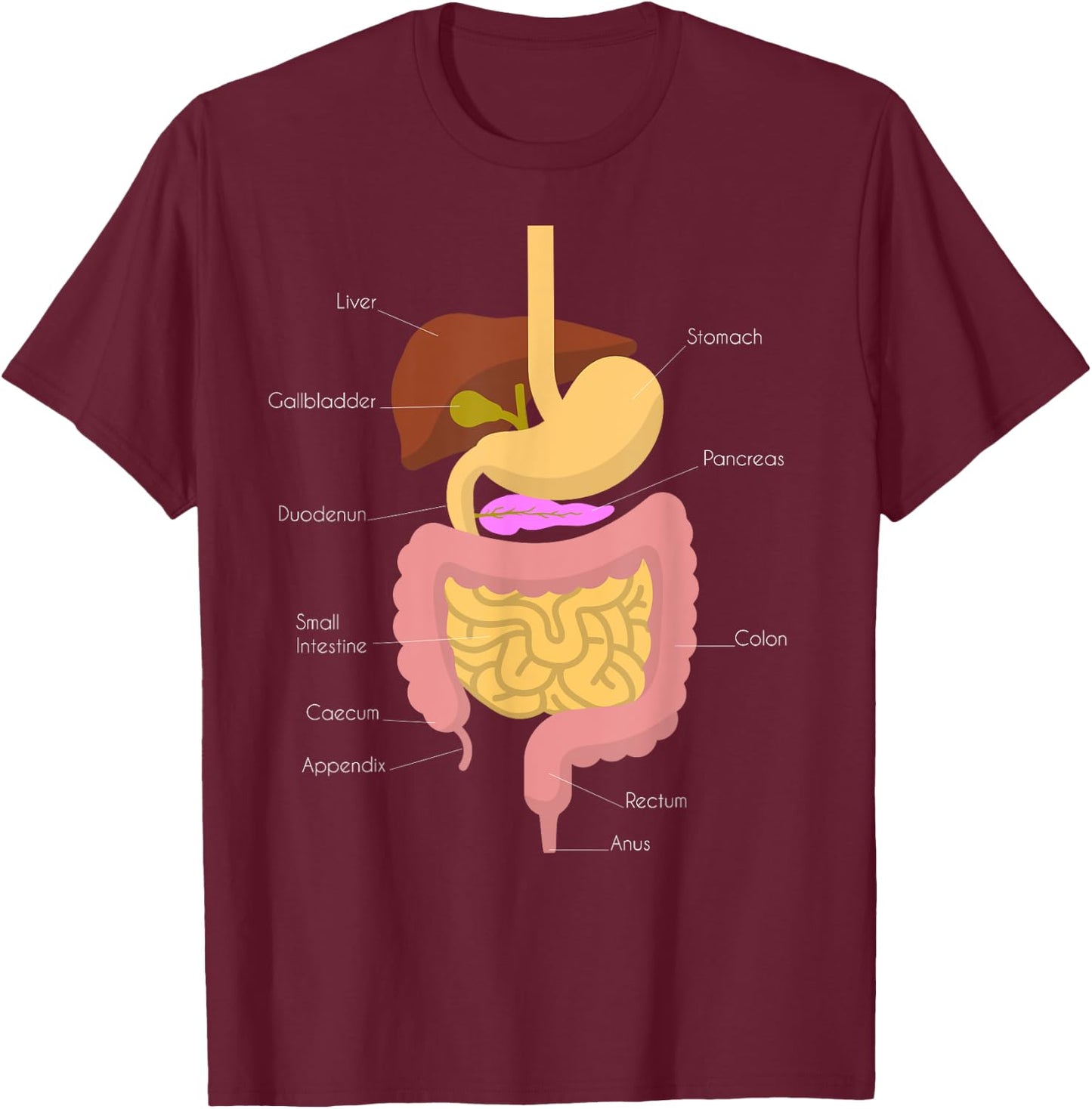 Digestive System T-Shirt - T-Shirt | Maroon