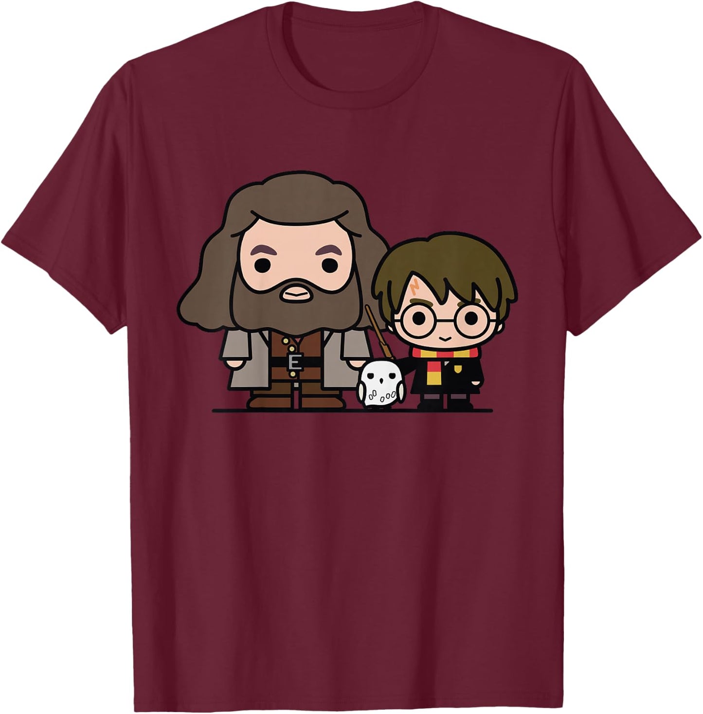 Kids Harry Potter Hagrid Hedwig and Harry Cute Cartoon T-Shirt - T-Shirt | Maroon