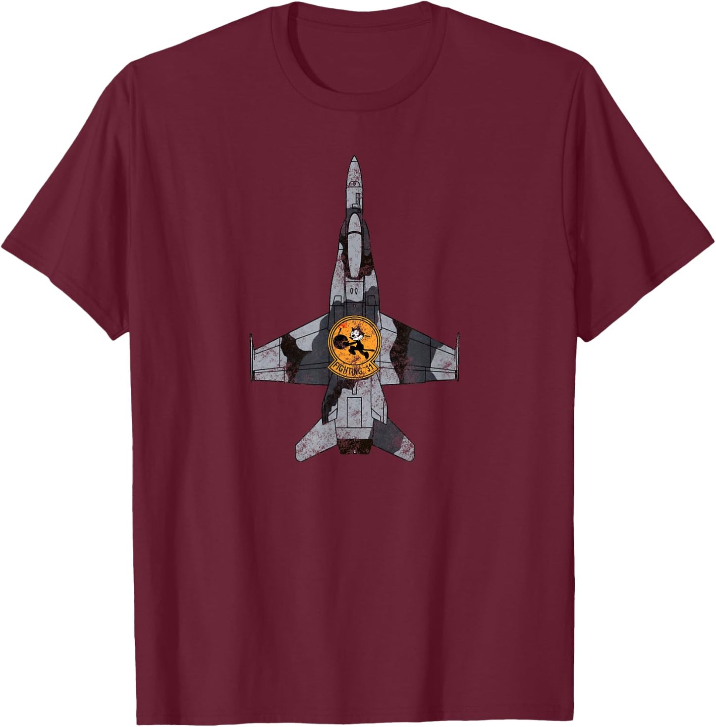 WW2 VFA-31 F-18 Tomcatters Squadron Patch T-Shirt - T-Shirt | Maroon
