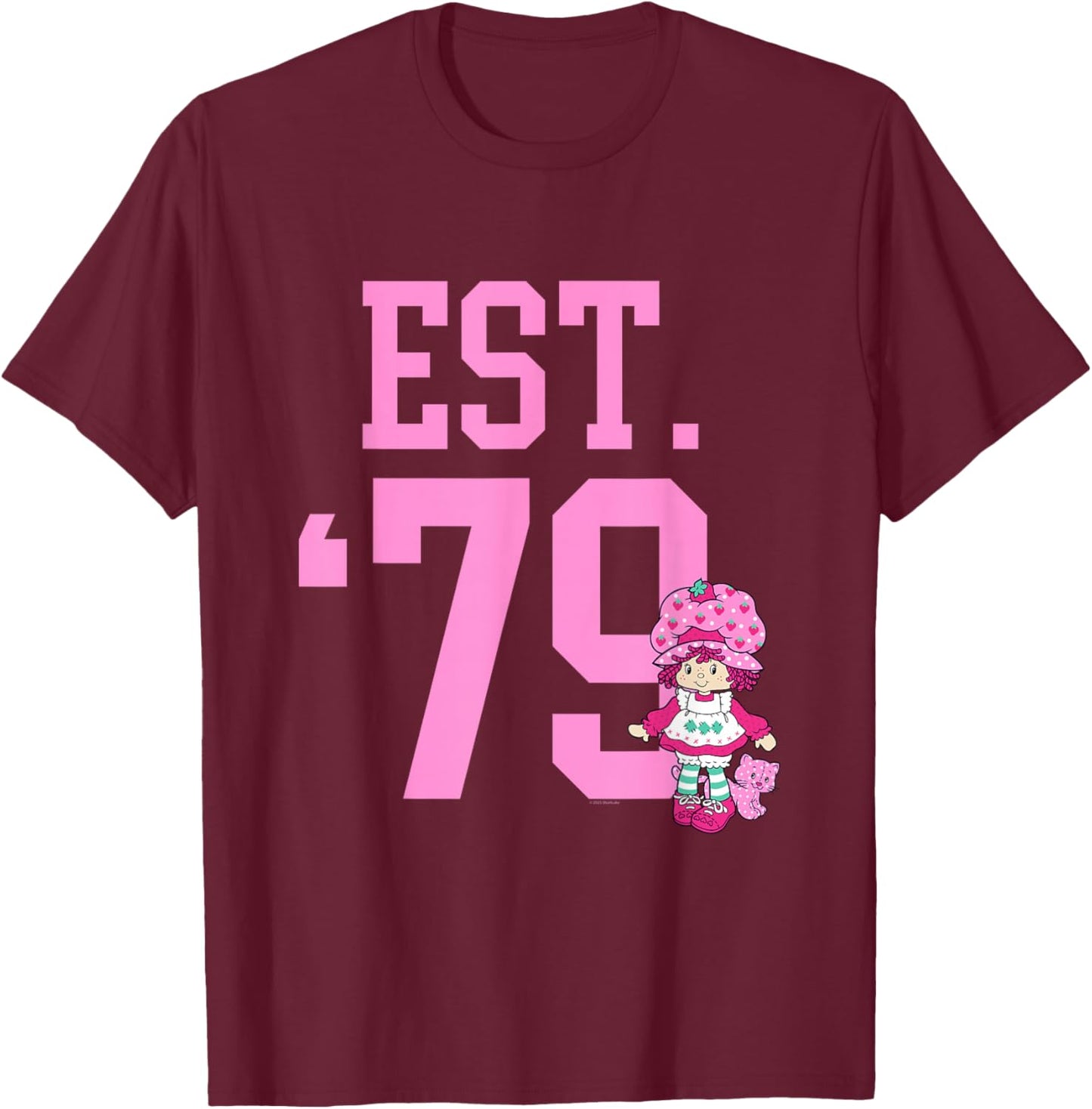 Strawberry Shortcake Vintage Collegiate Varsity Est 79 T-Shirt - T-Shirt | Maroon