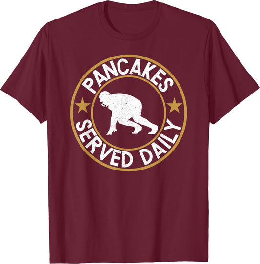 Pancakes Served Daily - Offensive Lineman Football T Shirt T-Shirt - T-Shirt | Maroon