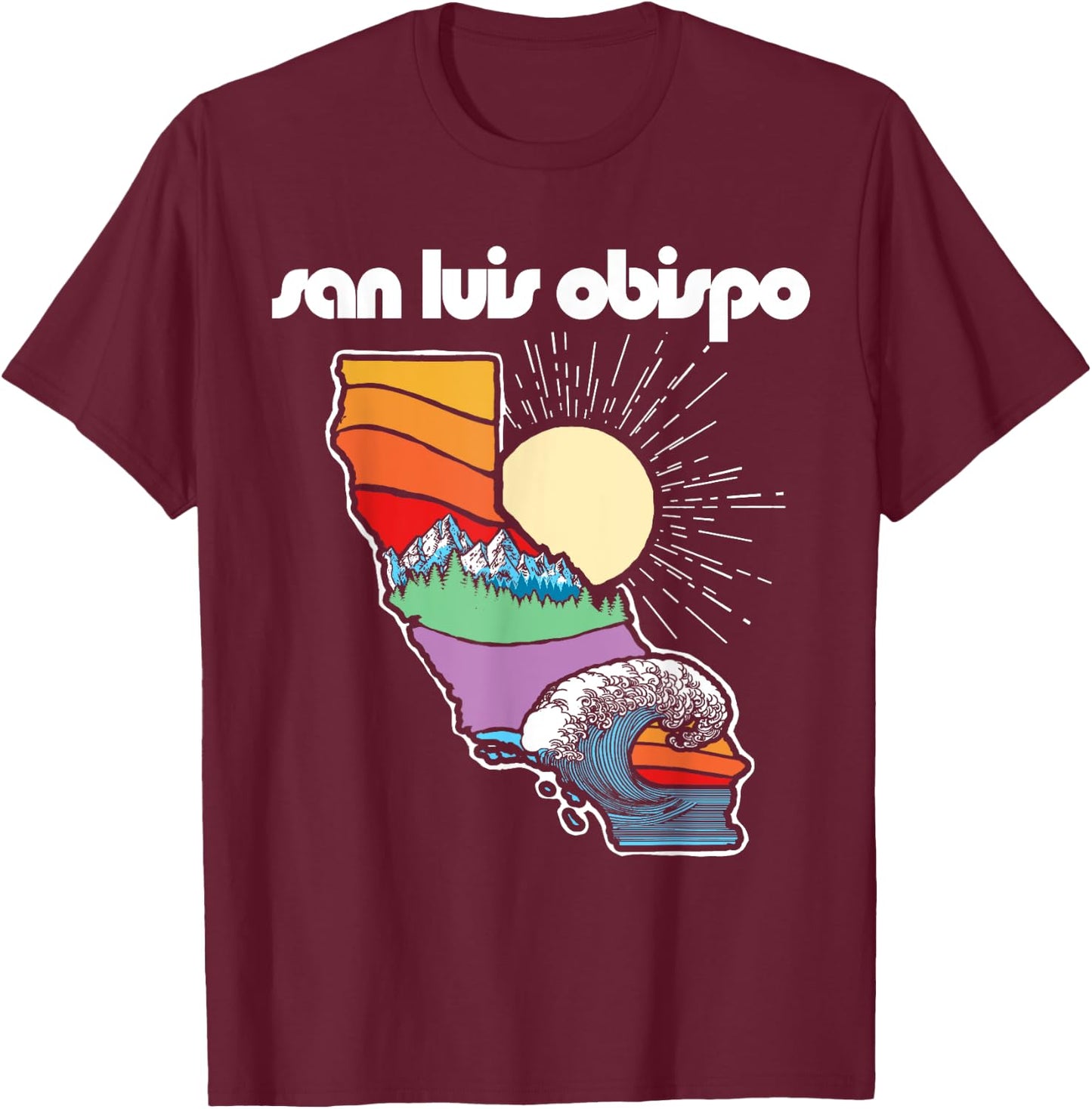 San Luis Obispo California Outdoors Retro Nature Graphic T-Shirt - T-Shirt | Maroon
