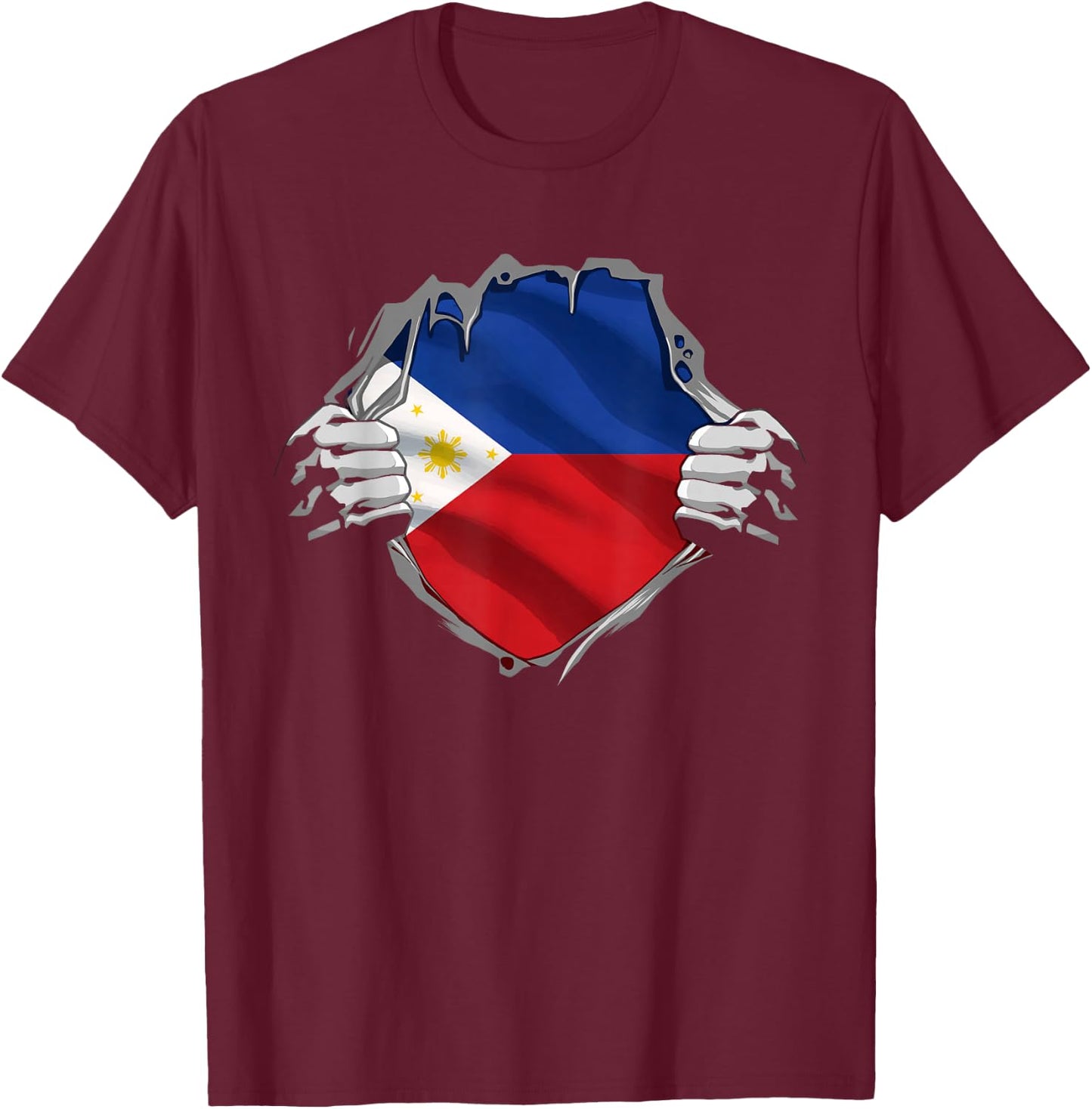 Filipino Flag Sun Philippines Shirt Filipina Pinoy Pride T-Shirt - T-Shirt | Maroon