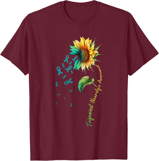 Trigeminal Neuralgia Awareness Sunflower Shirt T-Shirt - T-Shirt | Maroon