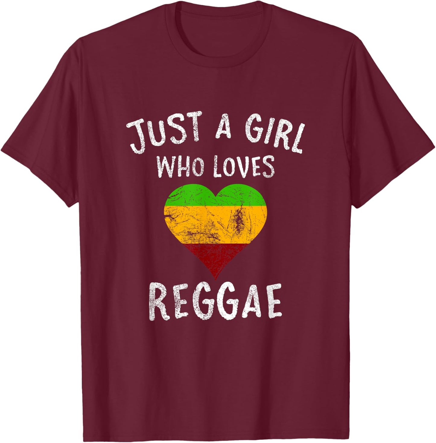 Just A Girl Who Loves Reggae Music Retro Vintage T-Shirt - T-Shirt | Maroon
