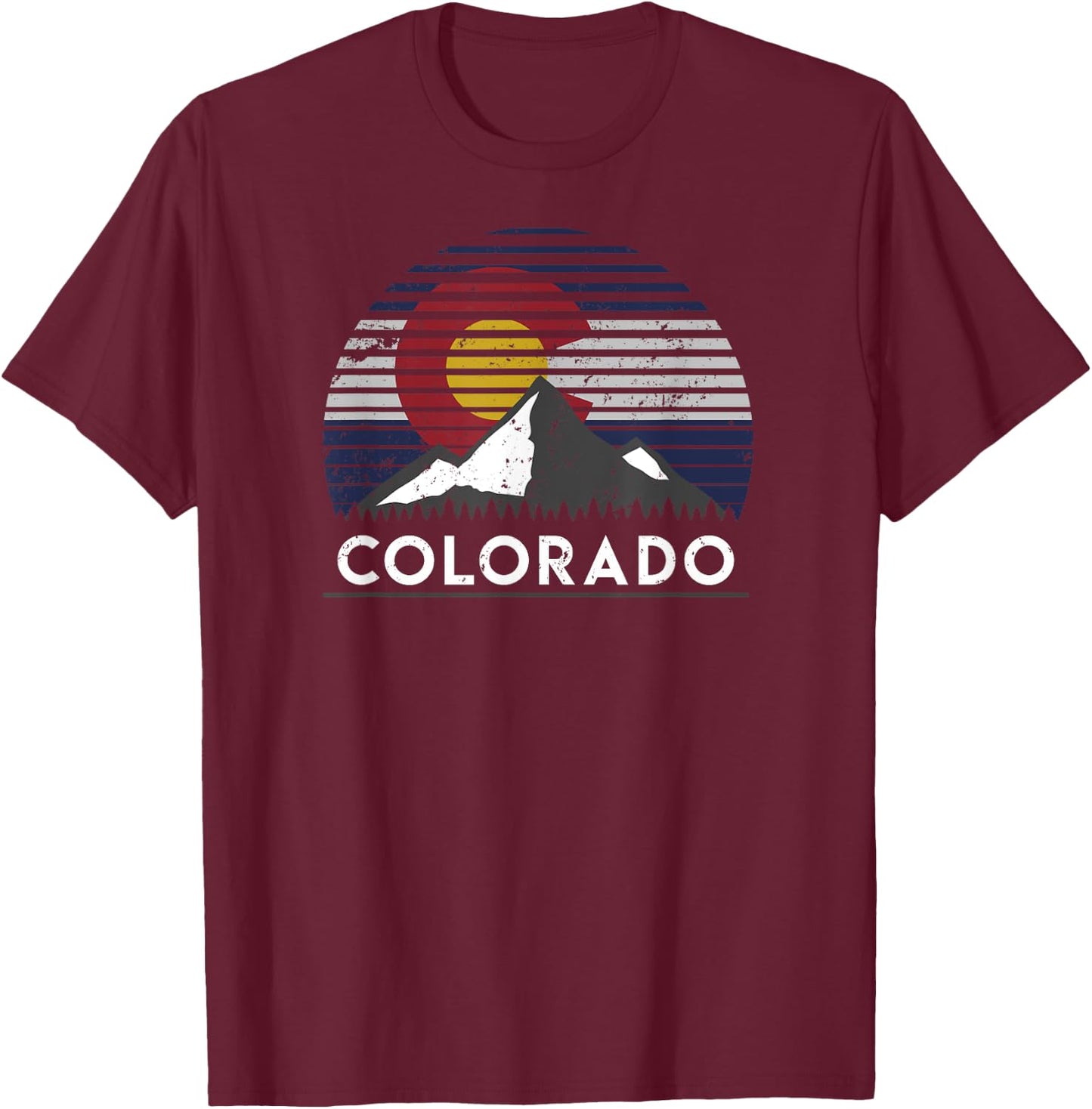 Colorado Flag Mountain Top T-Shirt - T-Shirt | Maroon
