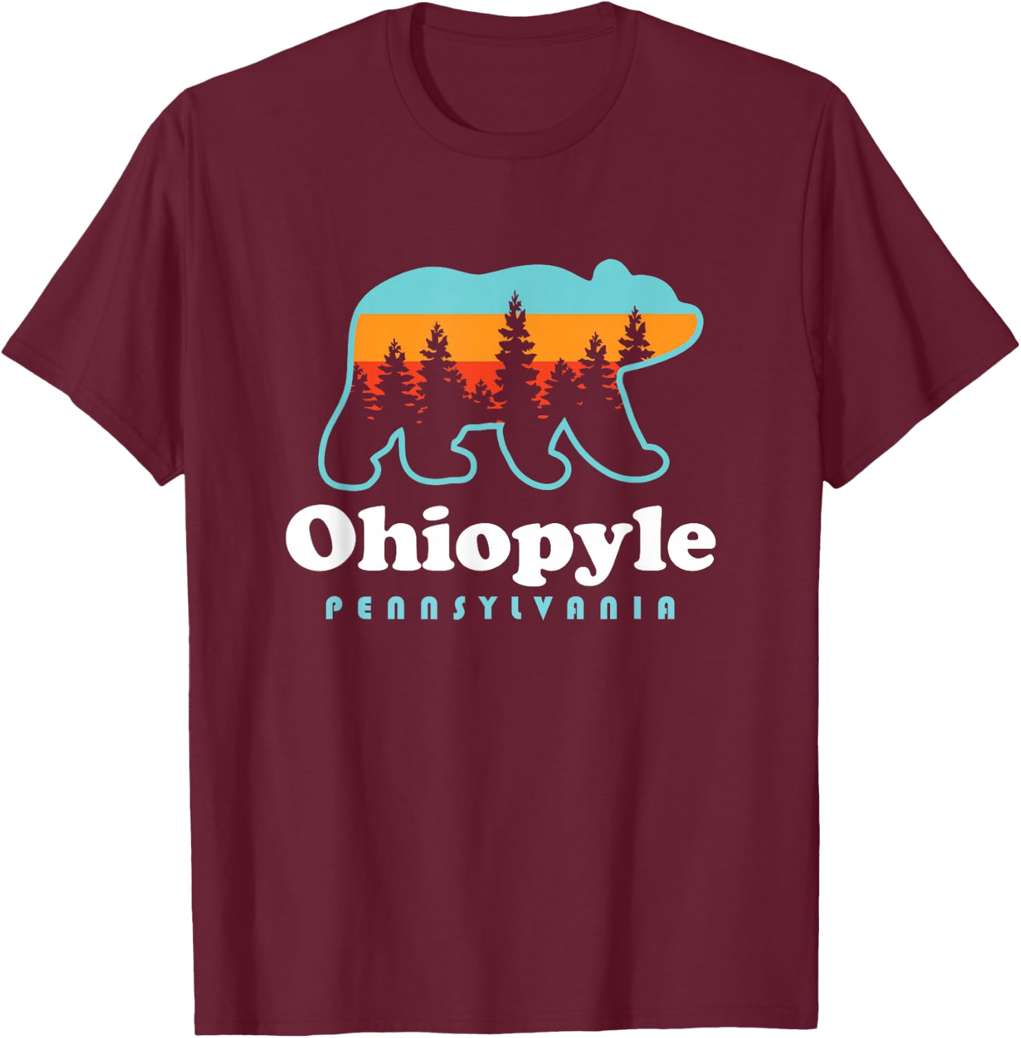 Ohiopyle State Park Pennsylvania Bear Retro Vintage T-Shirt - T-Shirt | Maroon