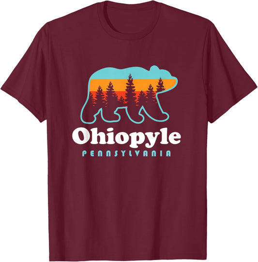 Ohiopyle State Park Pennsylvania Bear Retro Vintage T-Shirt - T-Shirt | Maroon