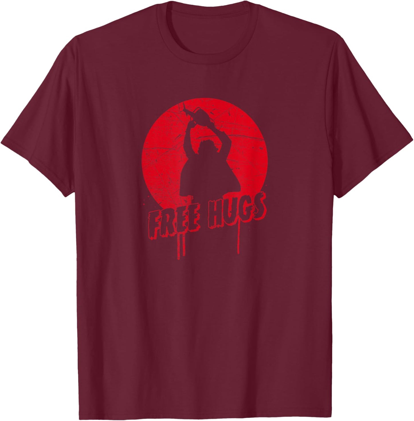 Chainsaw Horror Man - Free Hugs Halloween T-Shirt - T-Shirt | Maroon
