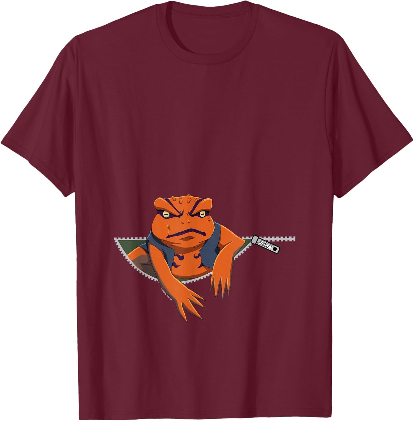 Naruto Shippuden Gamakichi Toad in Zipper Anime T-Shirt - T-Shirt | Maroon
