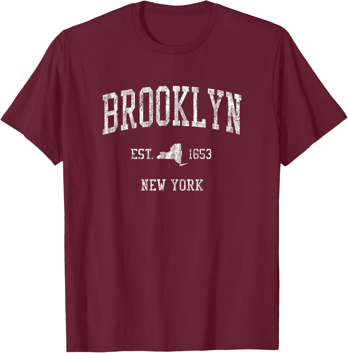 Brooklyn New York NY Vintage Sports Design NYC T-Shirt - T-Shirt | Maroon