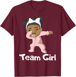Gender Reveal Party Team Girl Cute Dabbing Black Baby T-Shirt - T-Shirt | Maroon