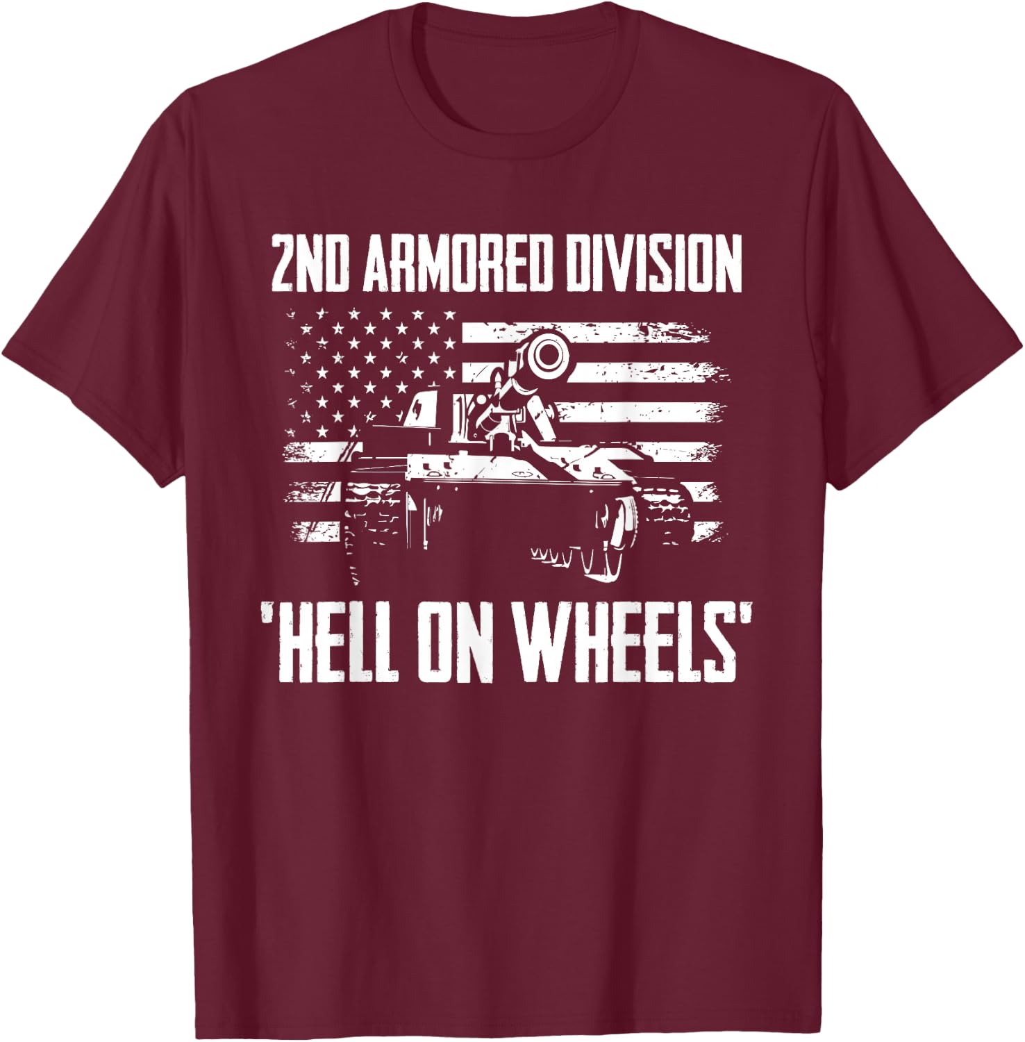 2nd Armored Division Hell On Wheels T-Shirt - T-Shirt | Maroon