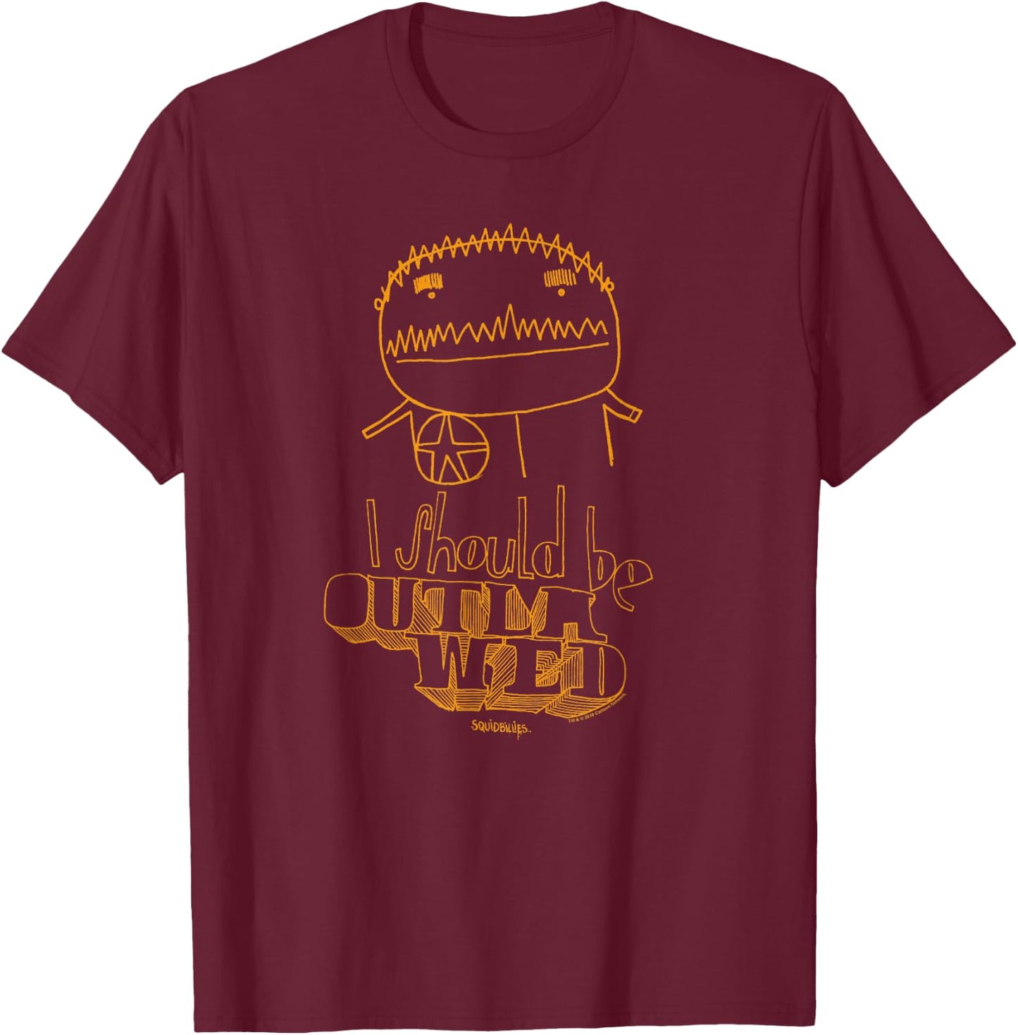 Adult Swim Squidbillies Outlawed Black Cartoon , Small T-Shirt - T-Shirt | Maroon