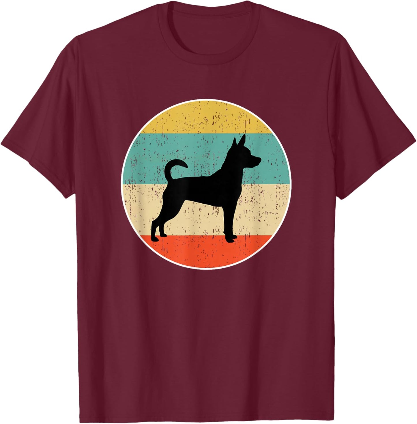 Rat Terrier Shirts & Gifts -Adults, Kids Black Cotton Blend Retro Graphic T-Shirt - T-Shirt | Maroon